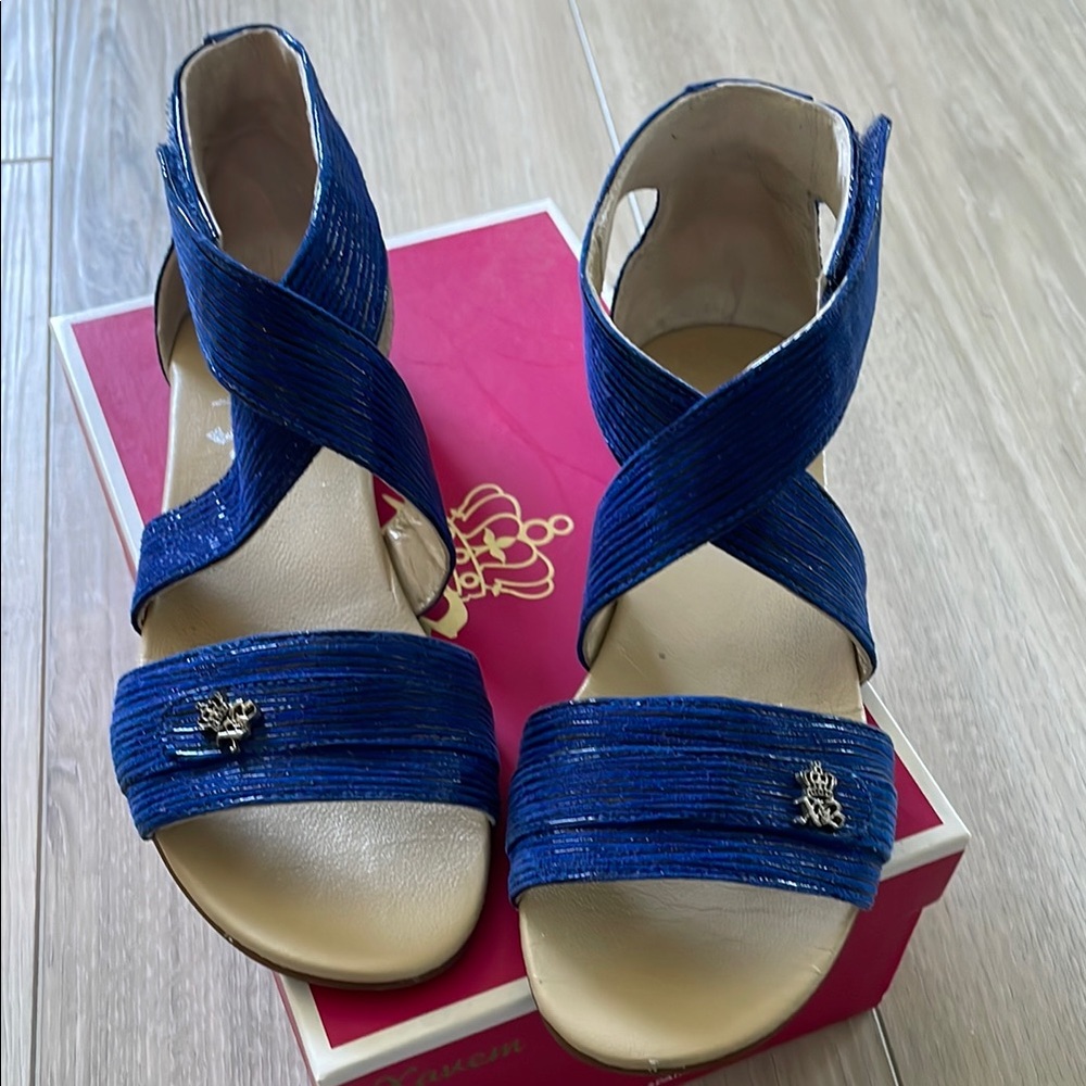 Elegant Blue Girls Leather Sandals sz 33